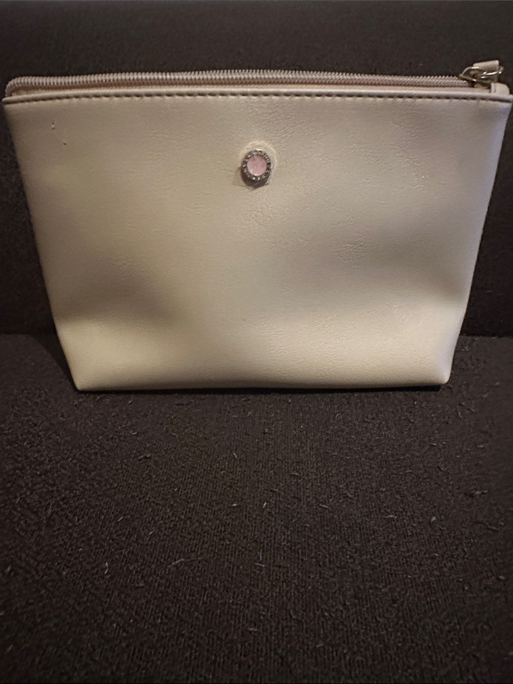 Bvlgari Cream Cosmetic Pouch with Pink Accent. Good condition.